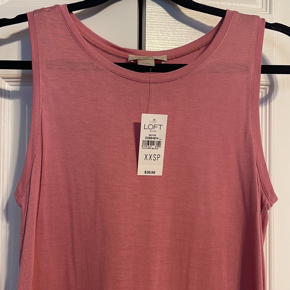 NWT LOFT sleeveless pink chiffon hem tunic tank top size XXSP - Picture 4 of 7